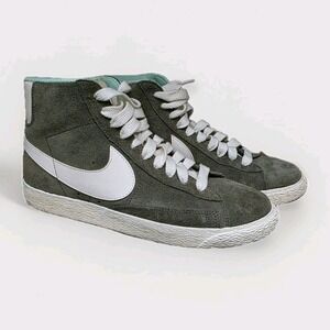 Nike Blazer Womens 8.5 Mid Olive Mint Suede Shoes  518171-303 High Tops Sneakers